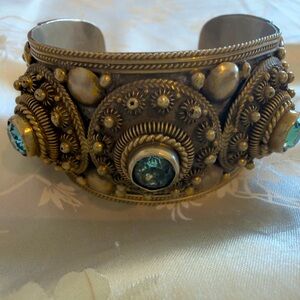 Vintage Unusual Siam Sterling, Hand Made Cuff Bracelet